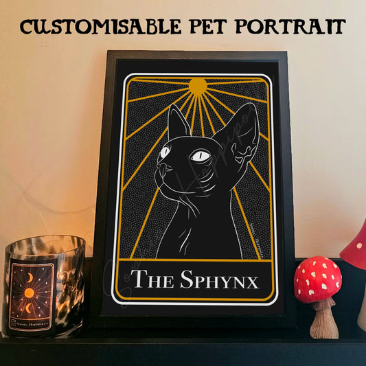 Sphynx Cat Portrait Tarot Card Print