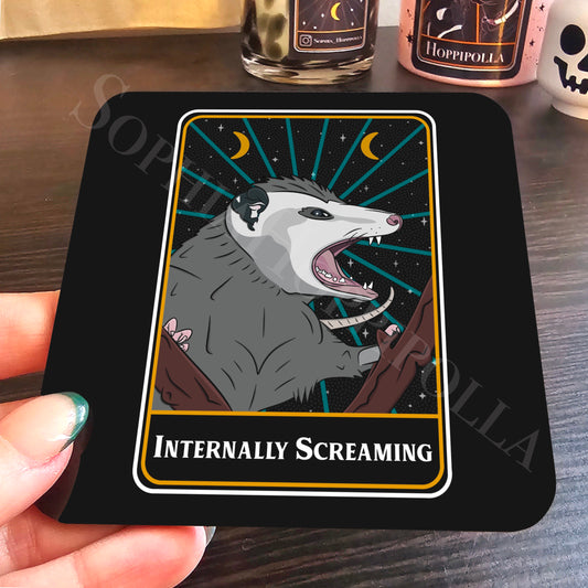 Internally Screaming Possum Tarot Card Coaster