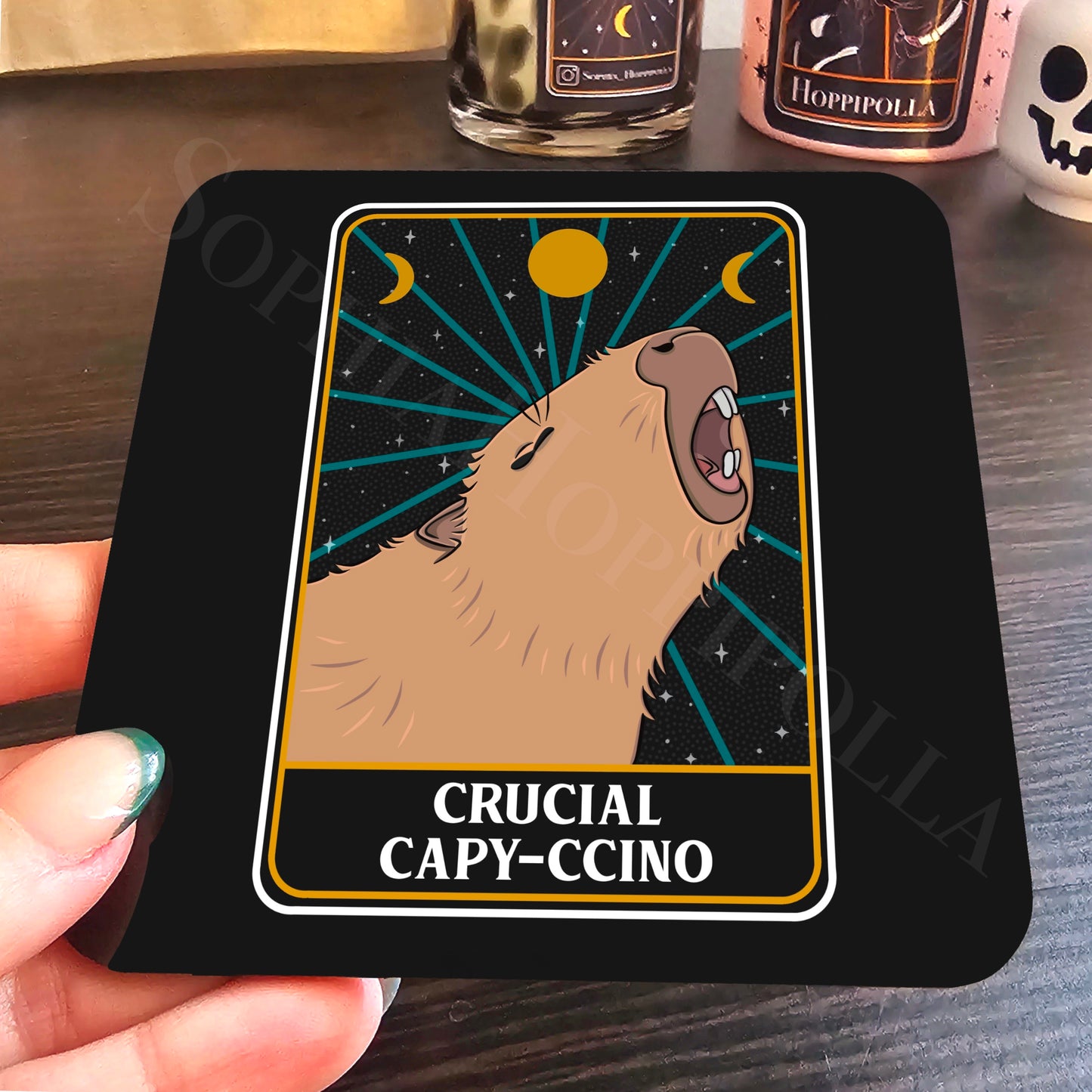 Capybara Portrait Tarot Card Coaster