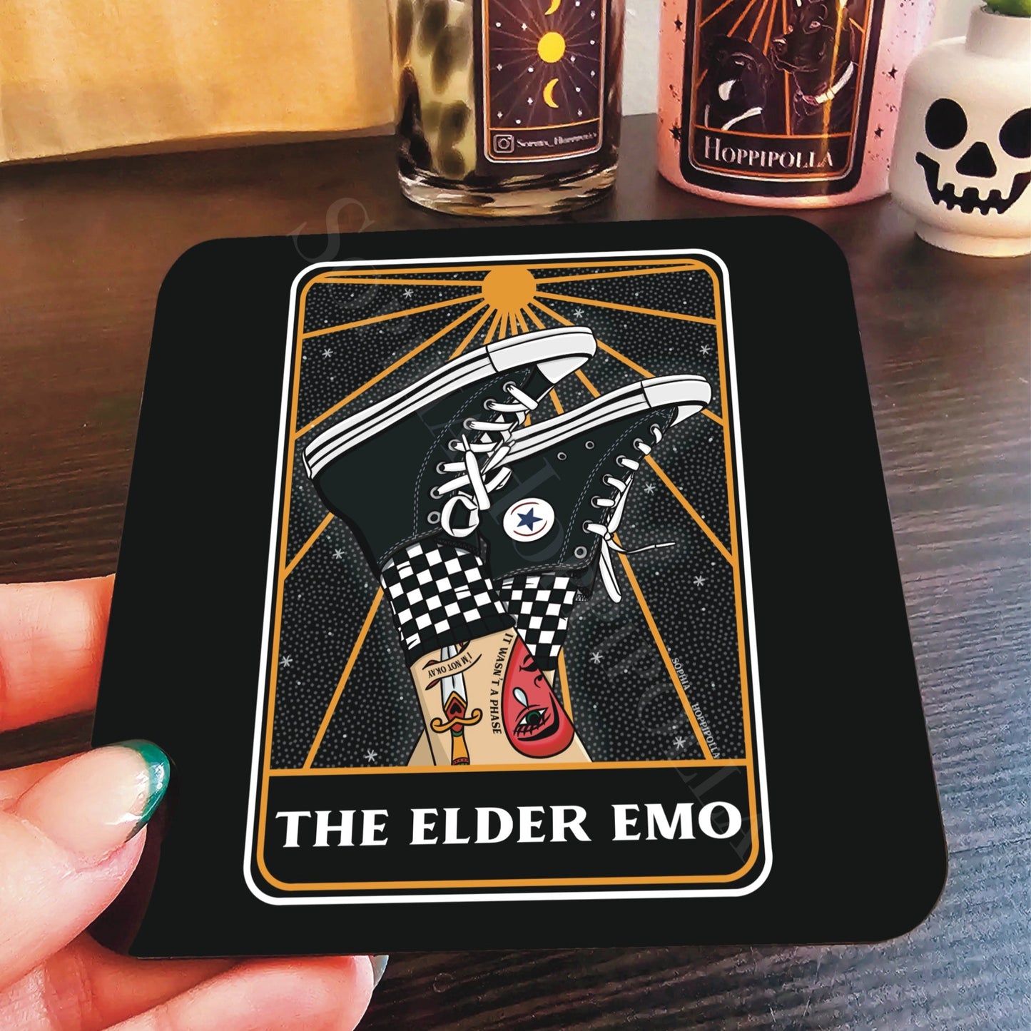Elder Emo Tarot Card Coaster