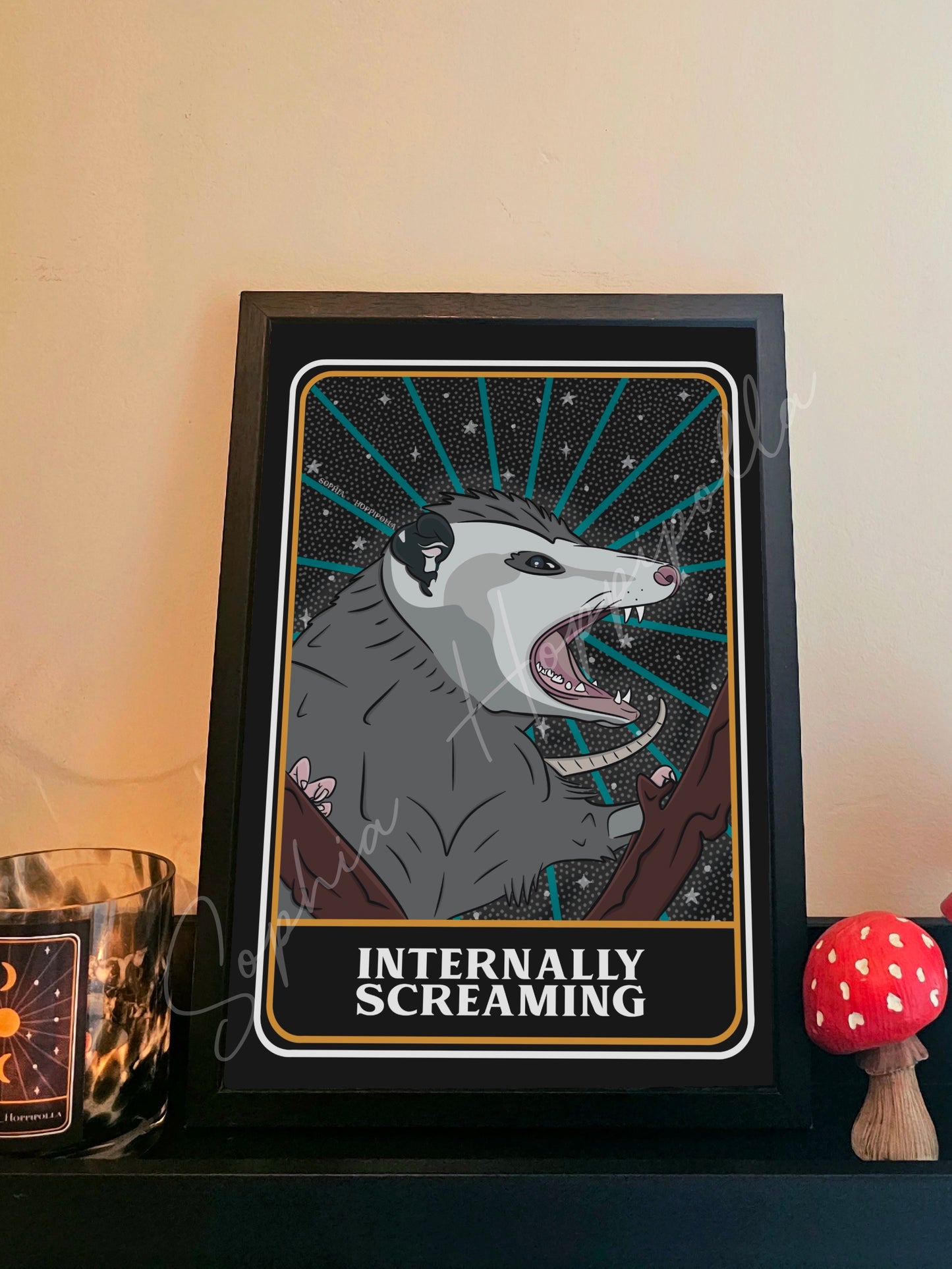Internally Screaming Possum Tarot Card Print Colour