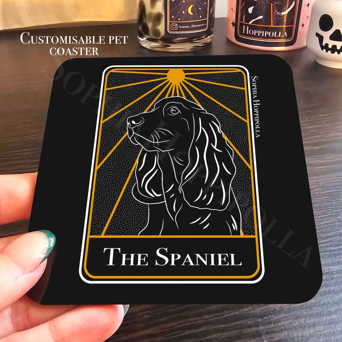 Spaniel Portrait Tarot Card Coaster