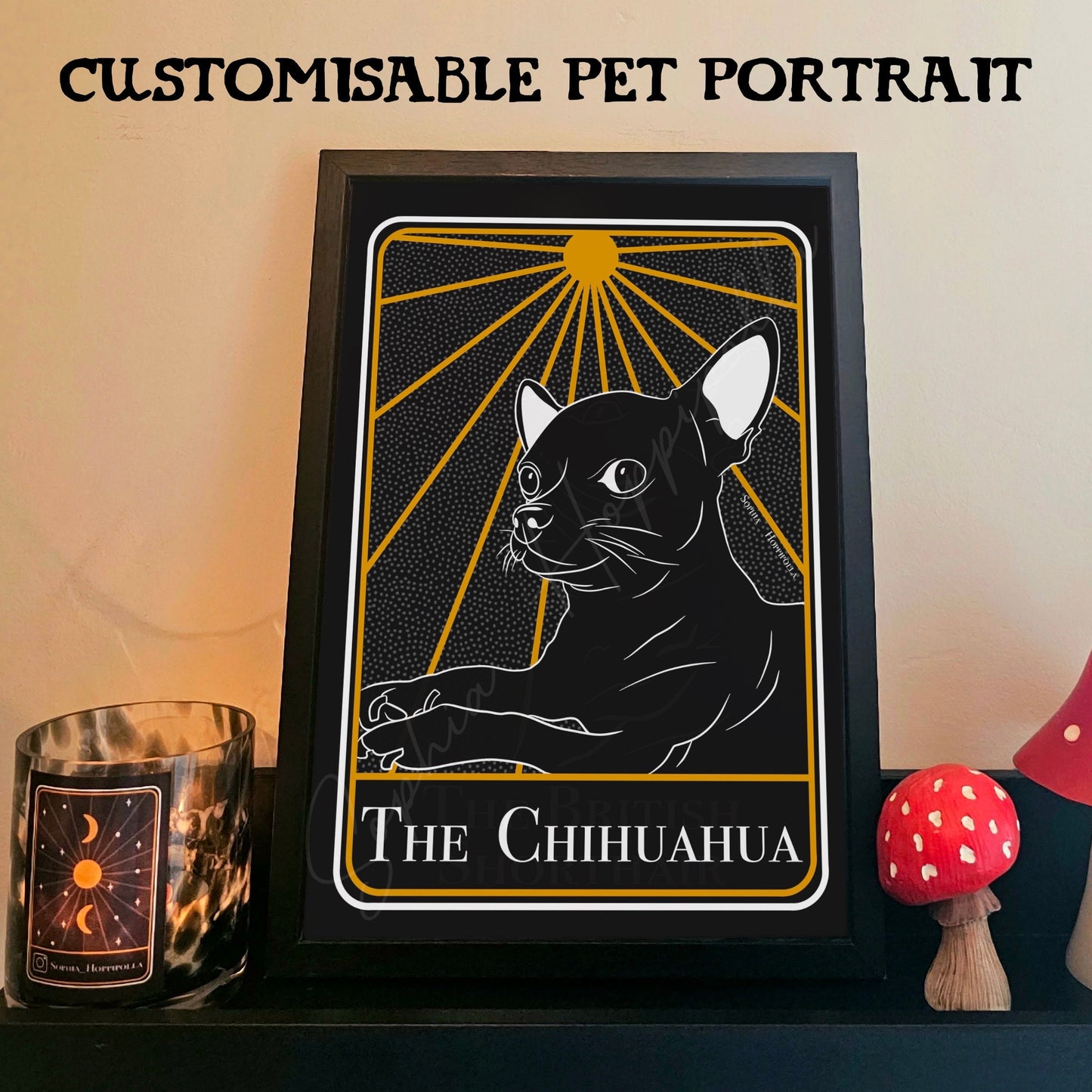 Customisable Chihuahua Portrait Tarot Card Print | Houseware Gift Pet Owner Personalised Decoration Dog Gift Pet Memorial