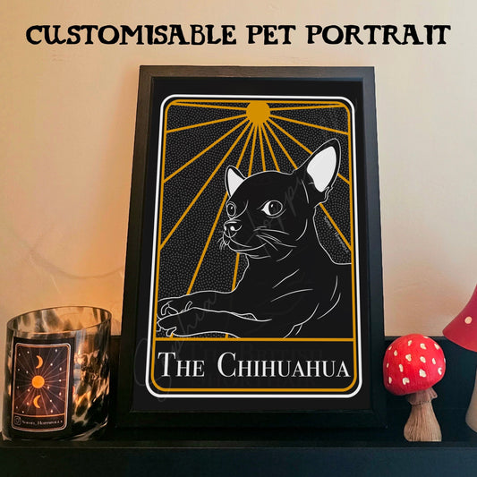 Customisable Chihuahua Portrait Tarot Card Print | Houseware Gift Pet Owner Personalised Decoration Dog Gift Pet Memorial