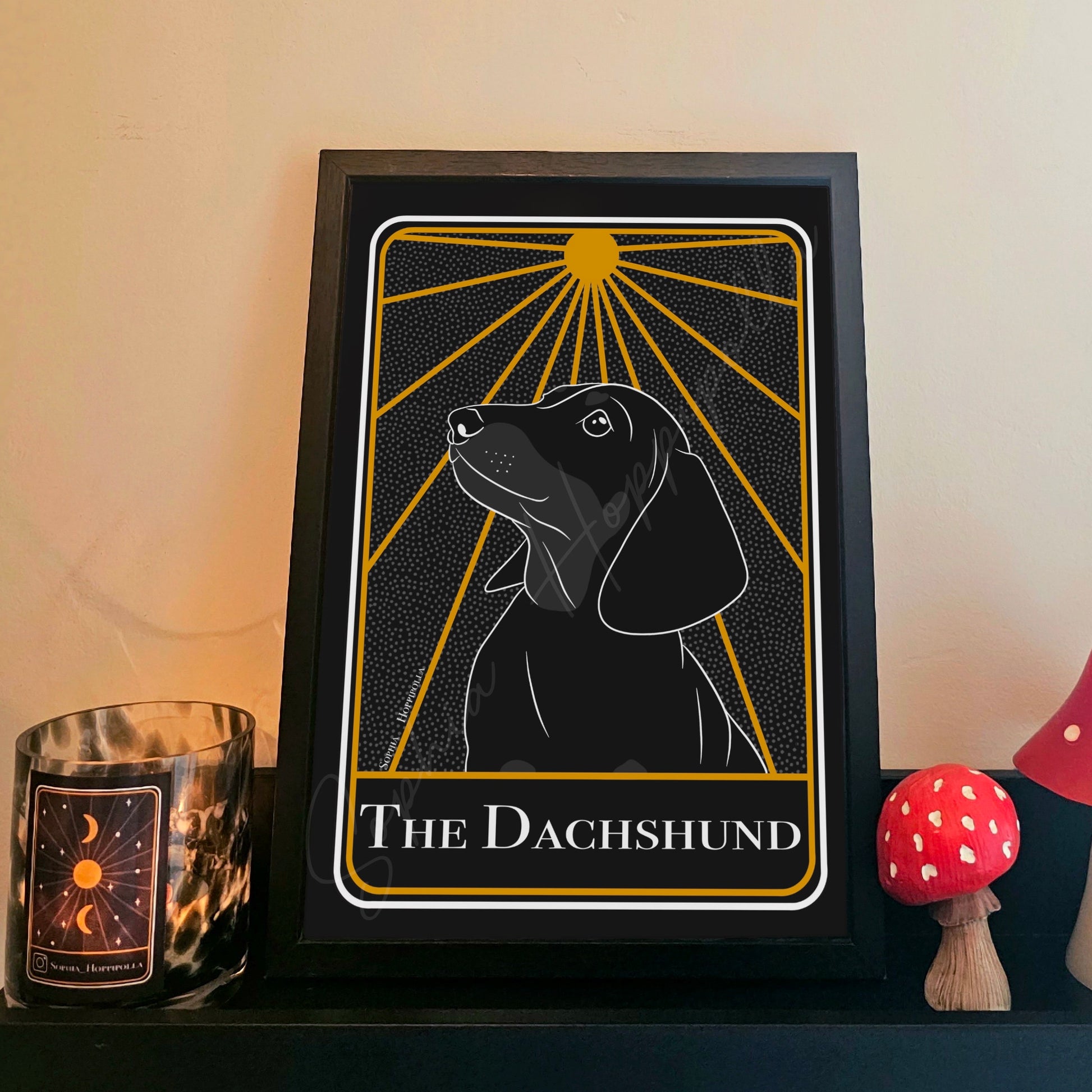 Customisable Dachshund Portrait Tarot Card Print | Houseware Gift Pet Owner Personalised Decoration Dog Gift Pet Memorial