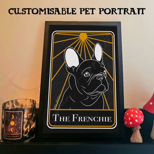 Customisable Frenchie Portrait Tarot Card Print | Houseware Gift Pet Owner Personalised Decoration Dog Gift Pet Memorial