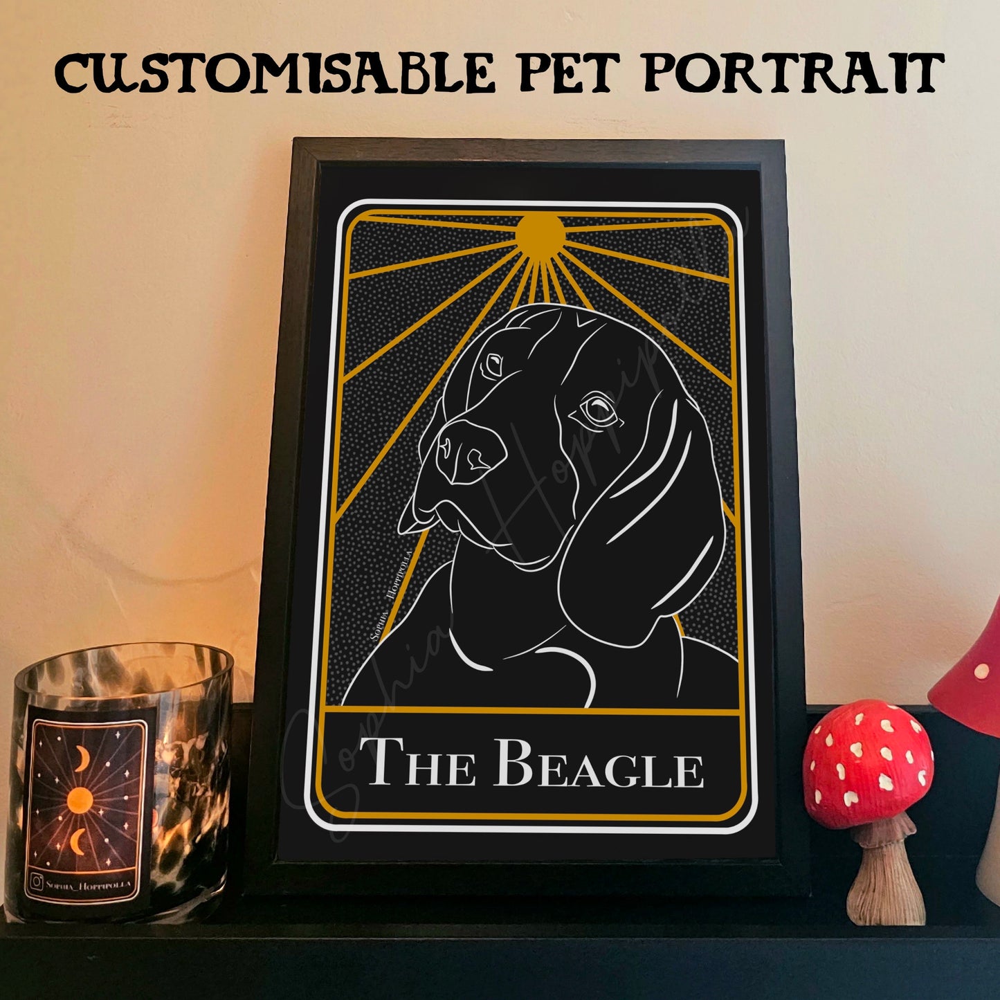 Customisable Beagle Portrait Tarot Card Print | Houseware Gift Pet Owner Personalised Decoration Dog Gift Pet Memorial