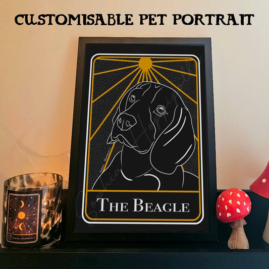 Customisable Beagle Portrait Tarot Card Print | Houseware Gift Pet Owner Personalised Decoration Dog Gift Pet Memorial