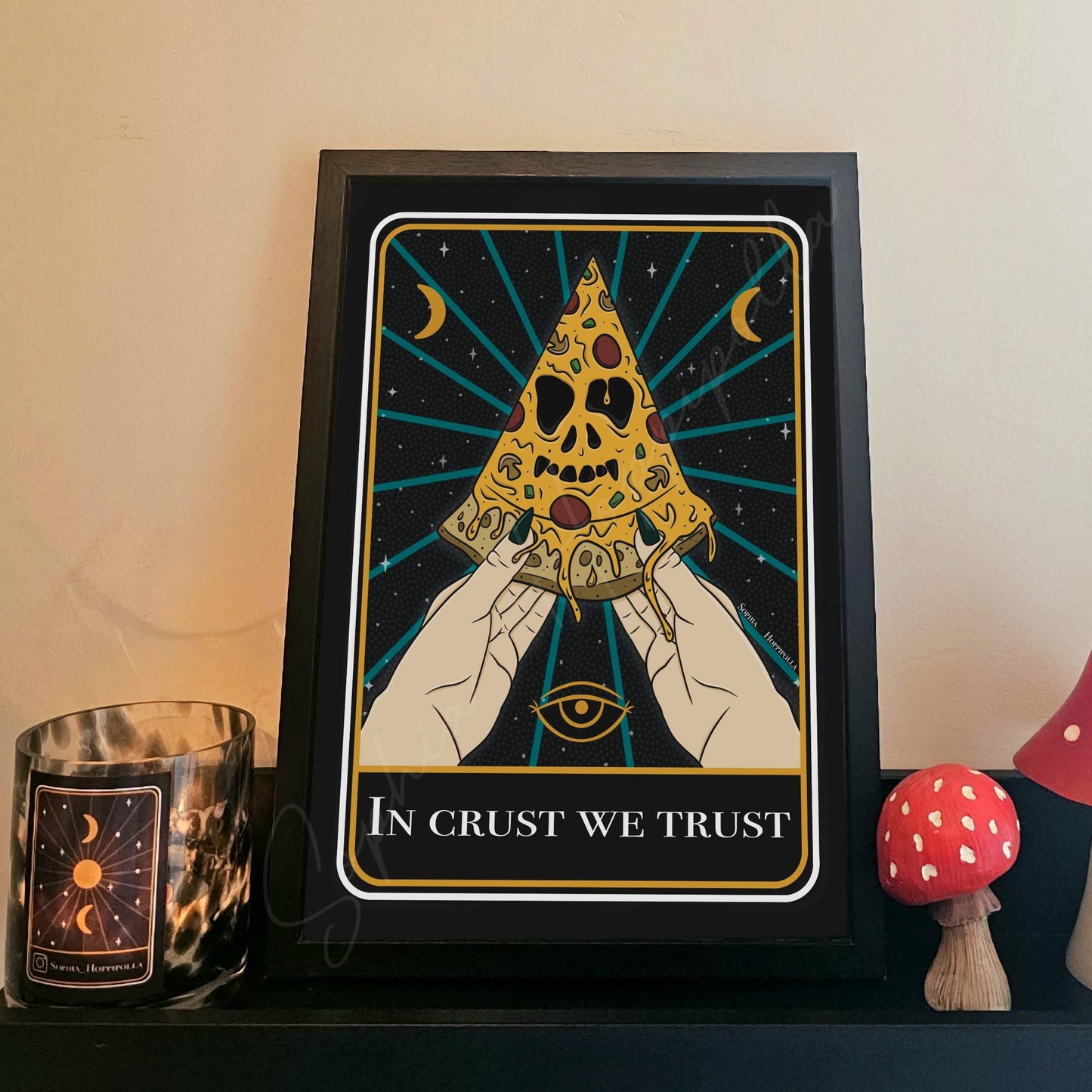 Gluttony Tarot Card Print Colour | Witchcraft Gift Decoration Adult Humour Halloween Home Decor Pizza Lover 7 Deadly Sins Decor