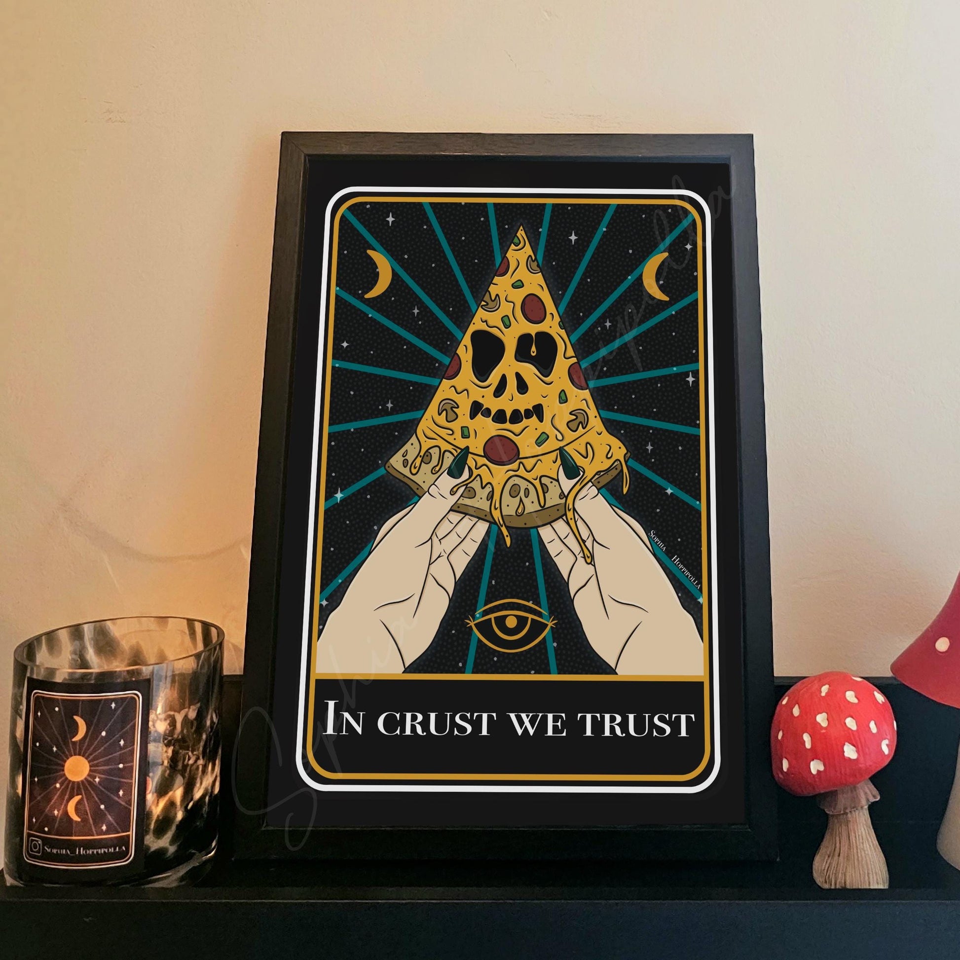 Gluttony Tarot Card Print Colour | Witchcraft Gift Decoration Adult Humour Halloween Home Decor Pizza Lover 7 Deadly Sins Decor