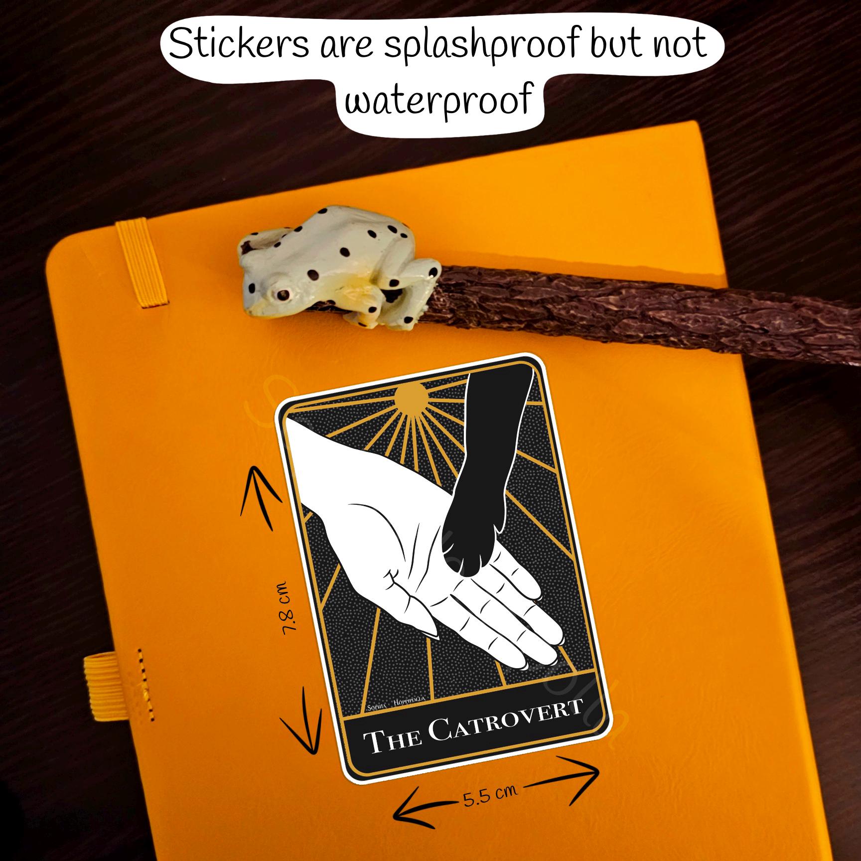Catrovert Tarot Card Style Sticker | Witchcraft Gift Fortune Stationary Halloween Cat Lover