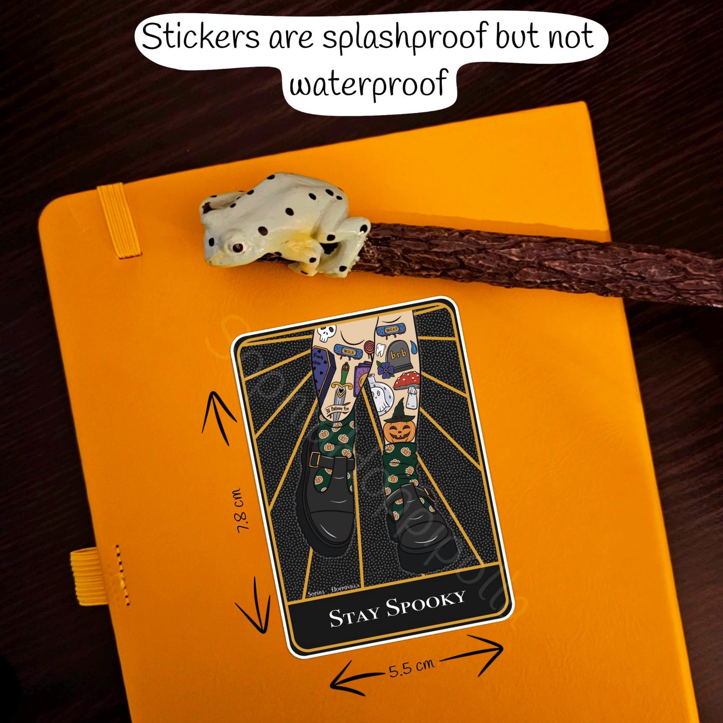 Stay Spooky Tattoo Tarot Card Style Sticker | Witchcraft Gift Stationary Halloween Gift