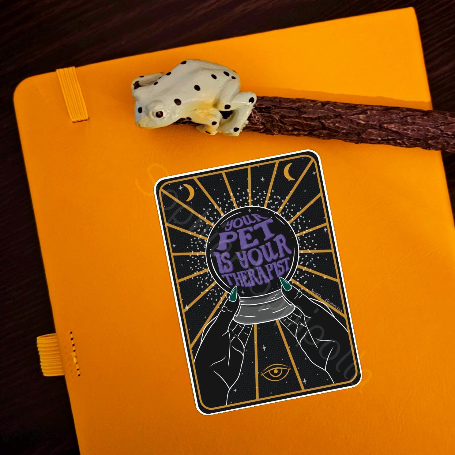 Pet Therapist Tarot Card Style Sticker | Witchcraft Gift Fortune Stationary Halloween