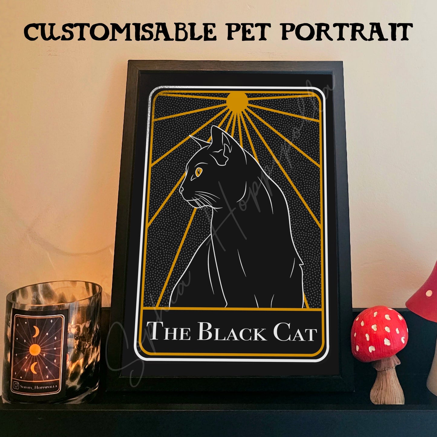 Black Cat Portrait Tarot Card Print