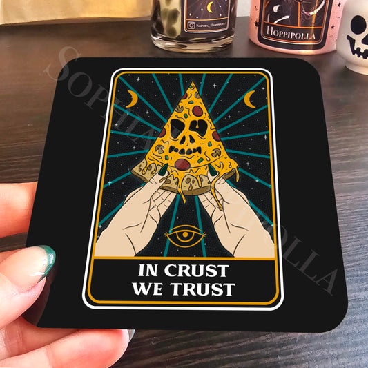 Pizza Lover Tarot Card Coaster Colour