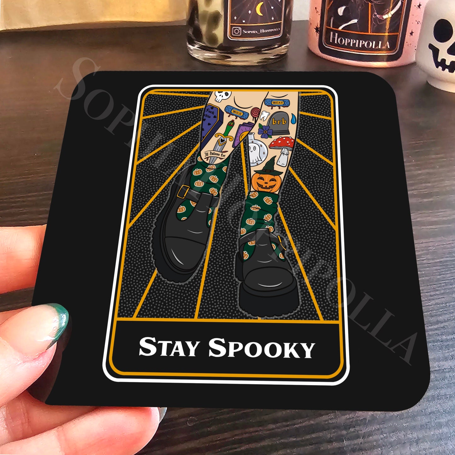 Stay Spooky Tarot Card Coaster