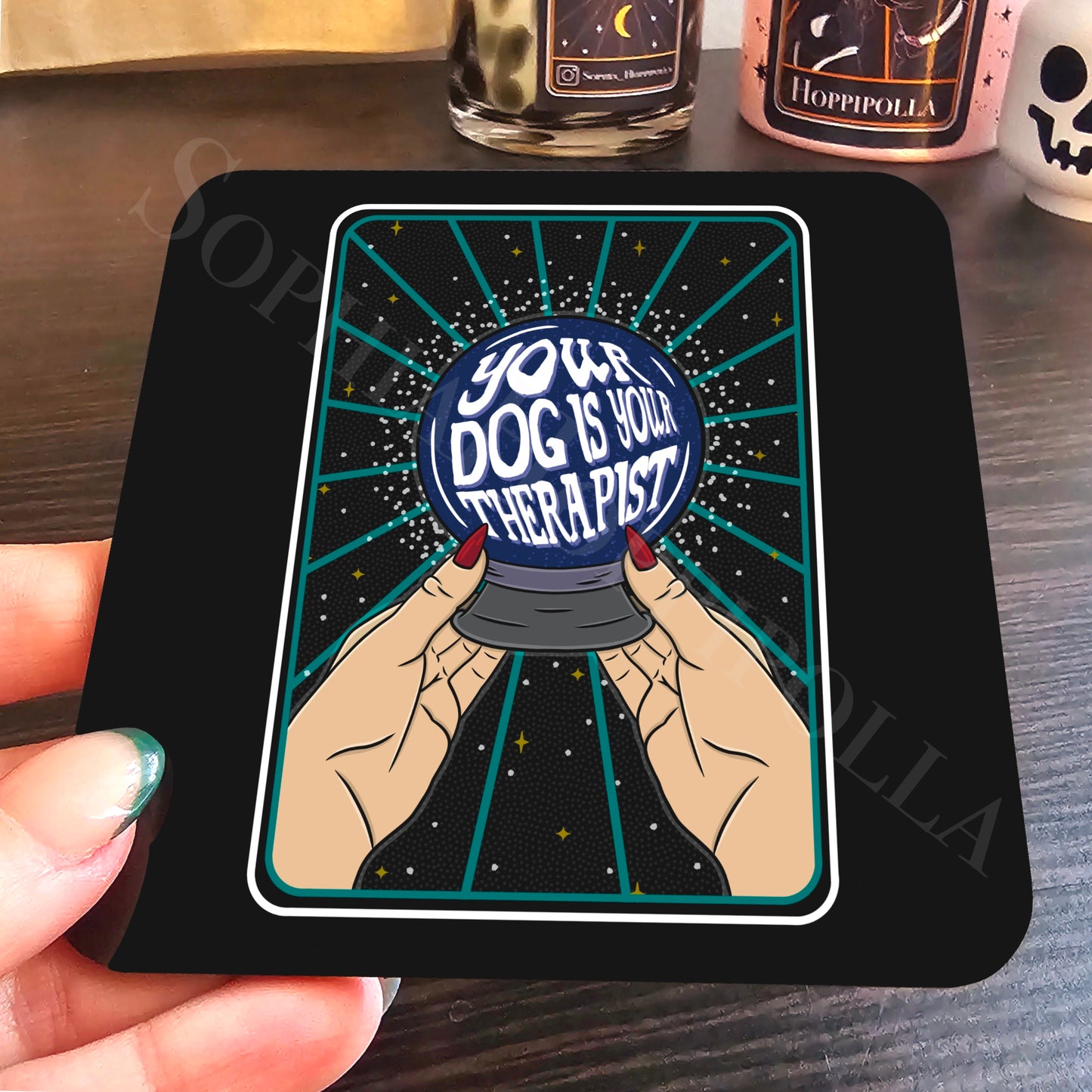 Pet Therapist Tarot Card Coaster