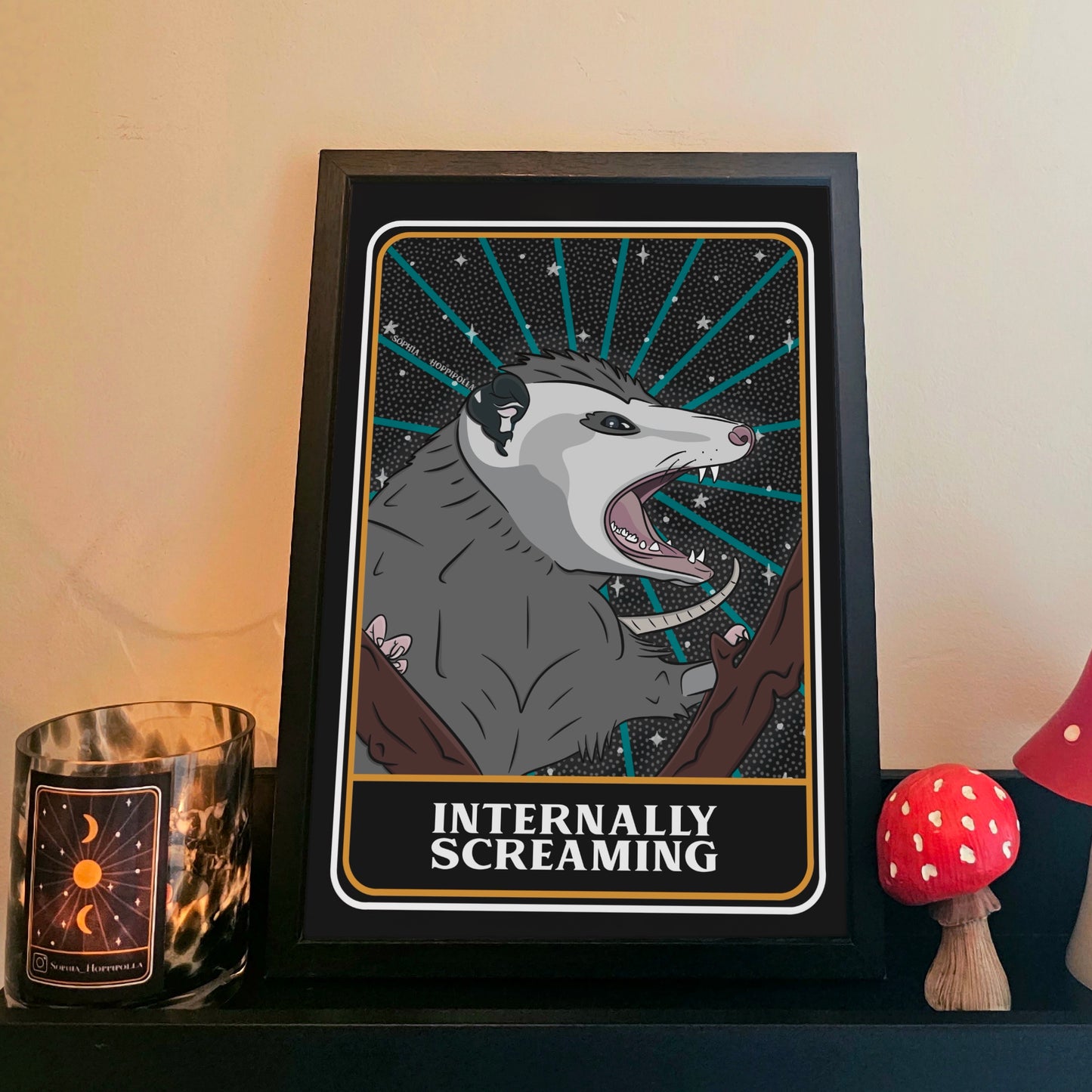 Internally Screaming Possum Tarot Card Print Colour