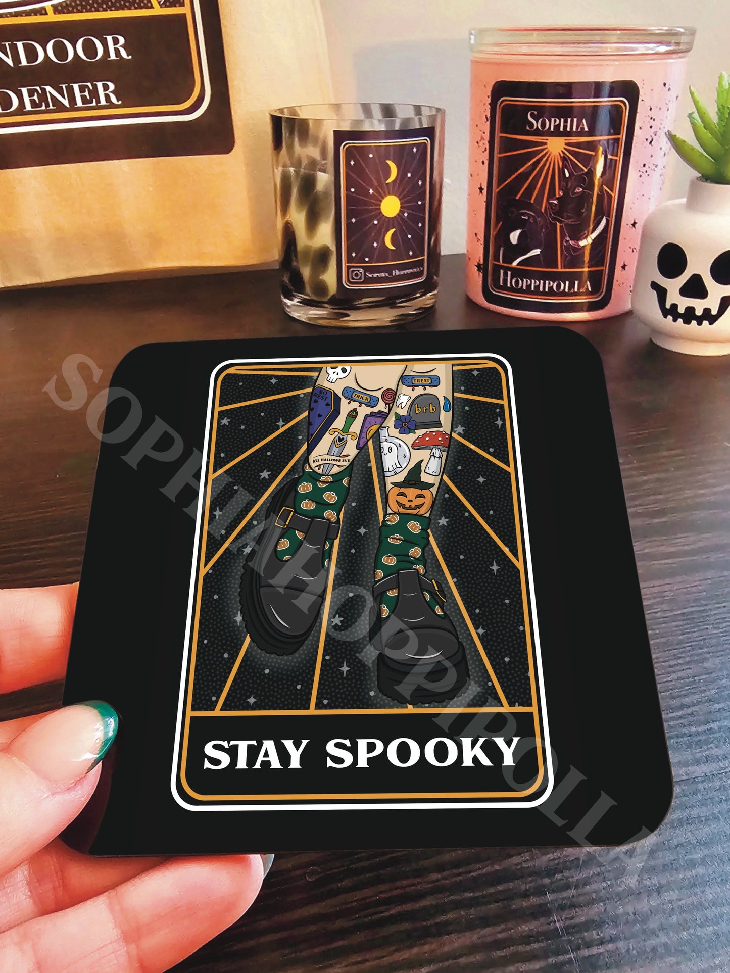 Stay Spooky Tarot Card Coaster