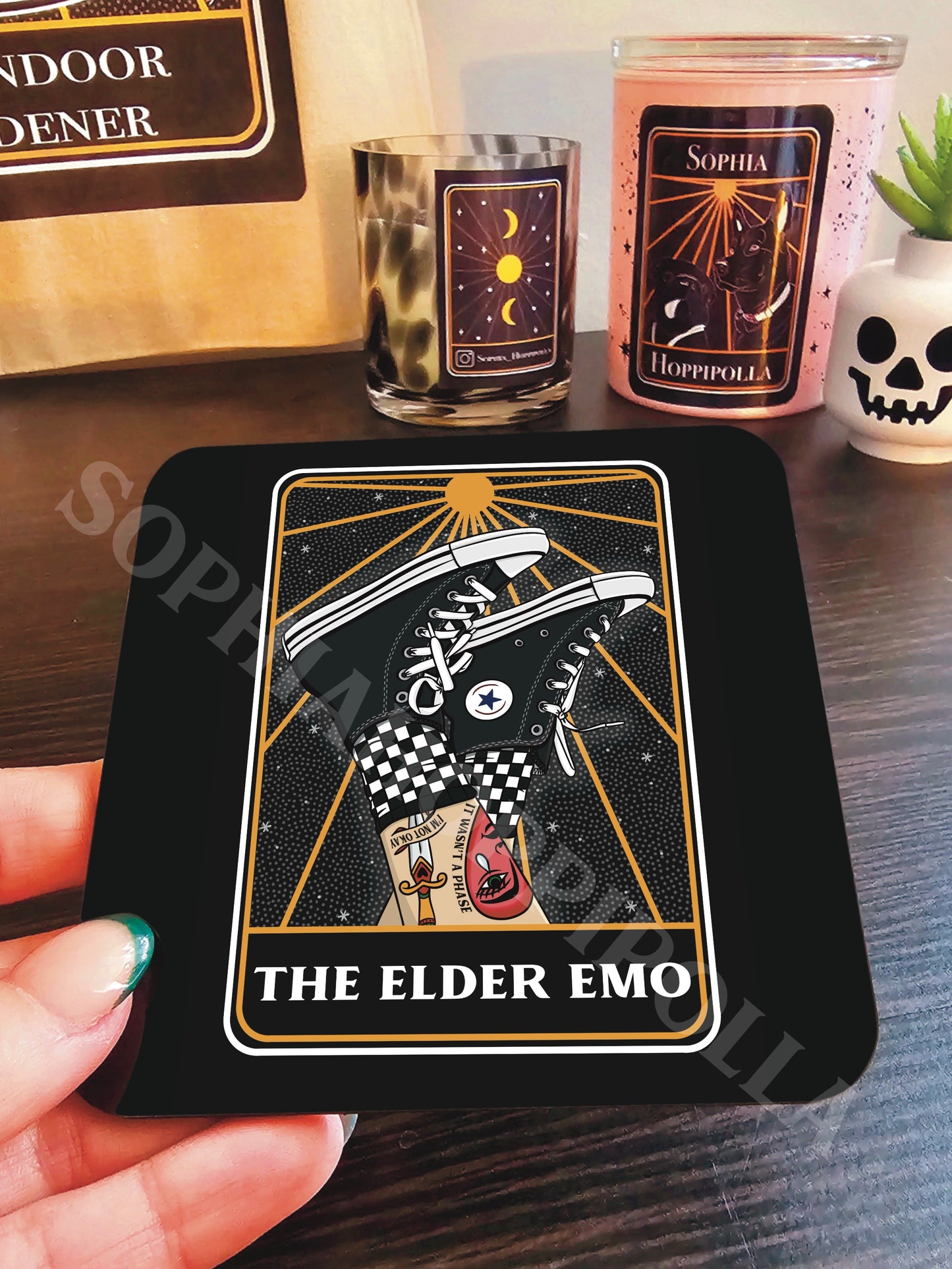 Elder Emo Tarot Card Coaster