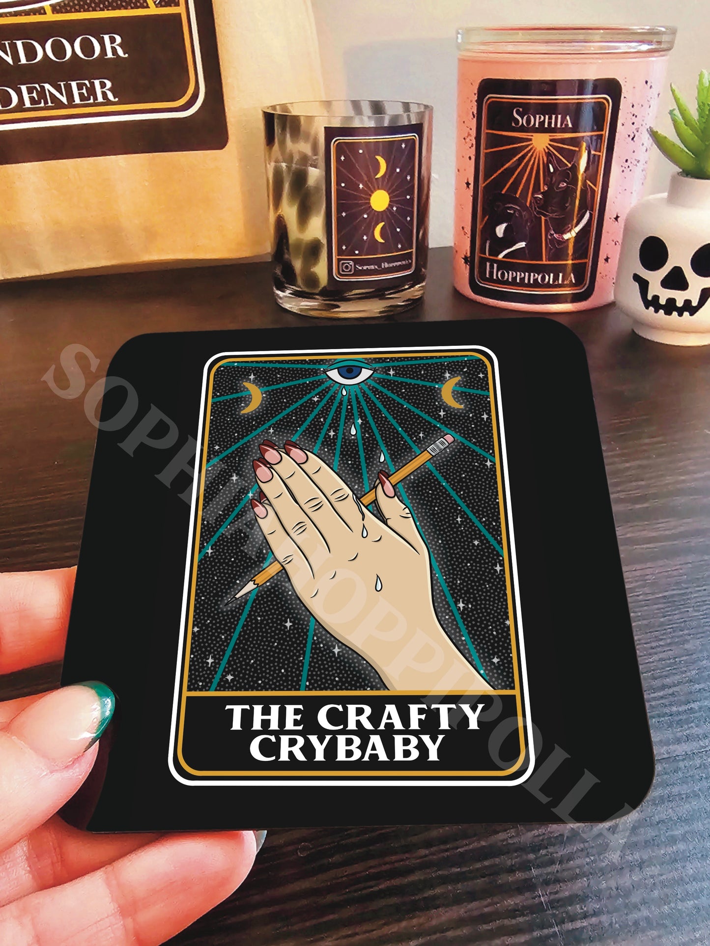 Crafty Crybaby Tarot Card Coaster