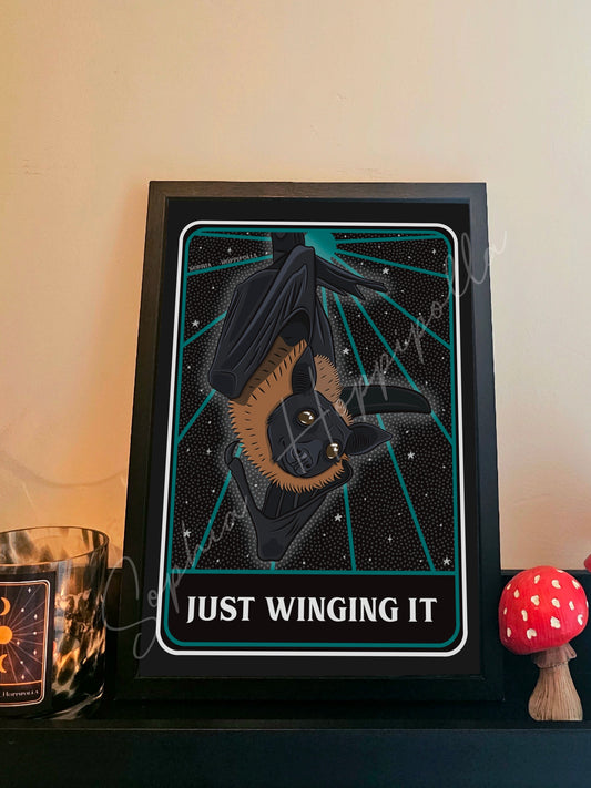 Just Winging It Bat Tarot Card Print