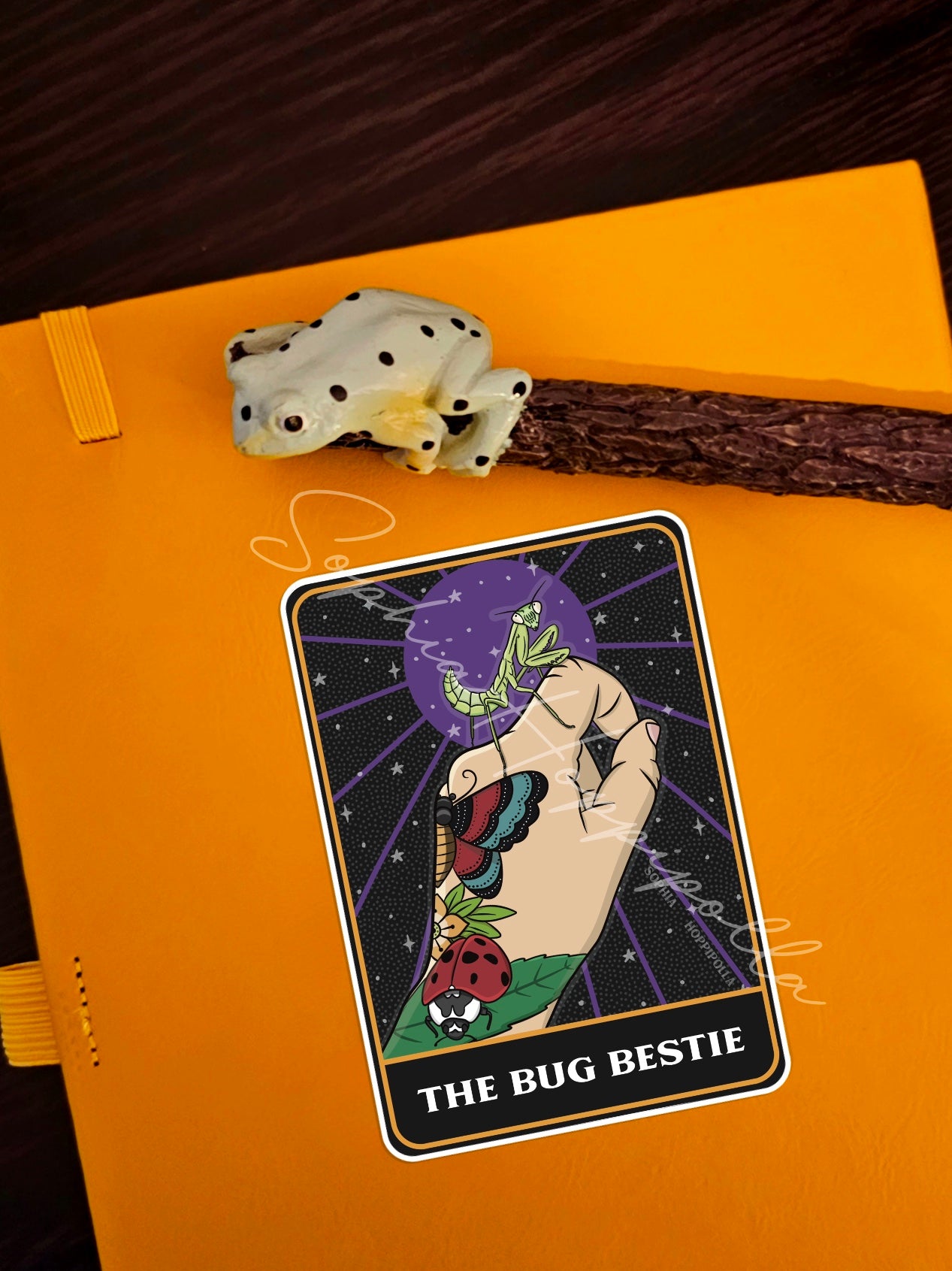 Bug Bestie Tarot Card Style Sticker