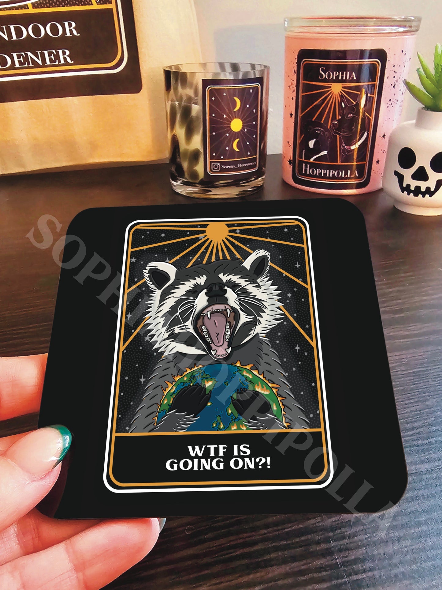 Rogan The Raging Racoon Coaster | Different Titles Available
