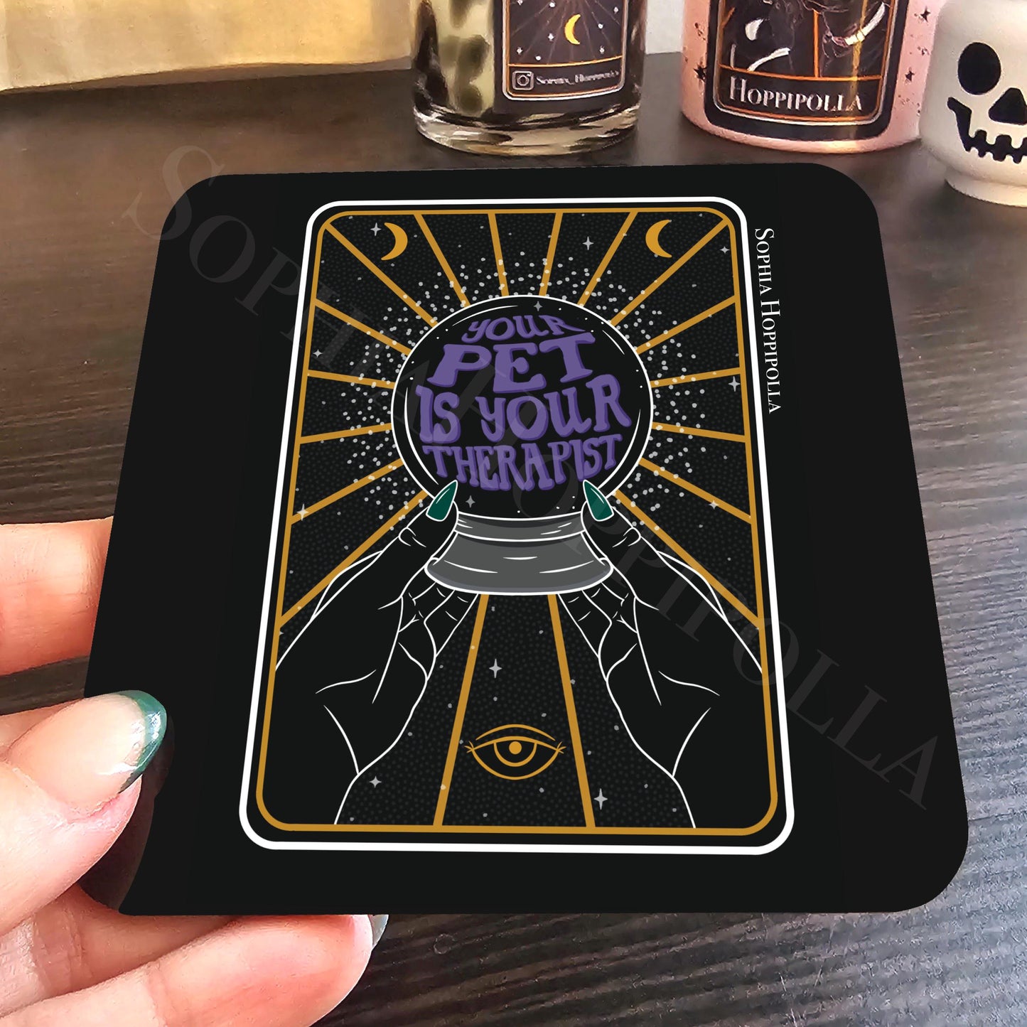 Pet Therapist Tarot Card Coaster