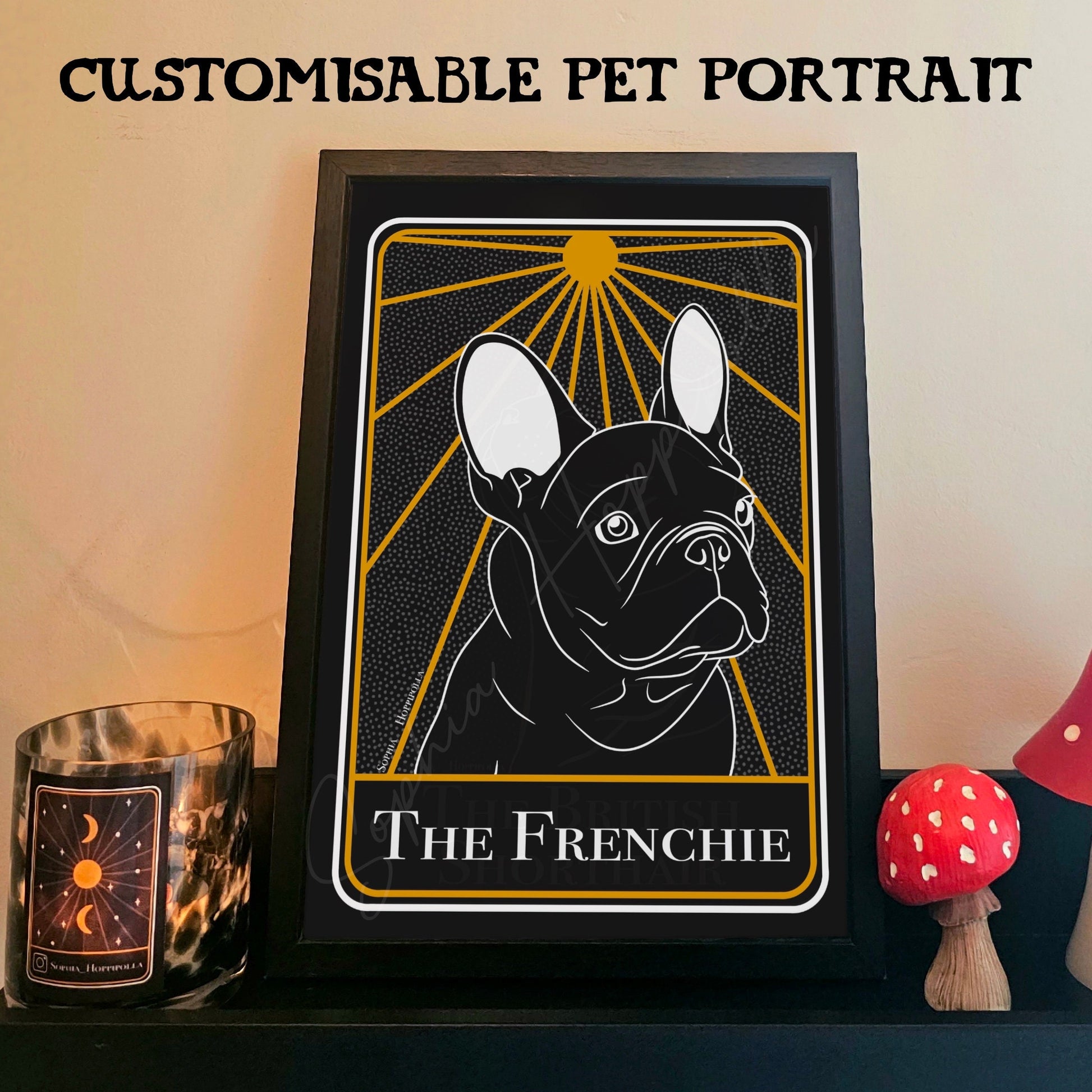 Customisable Frenchie Portrait Tarot Card Print | Houseware Gift Pet Owner Personalised Decoration Dog Gift Pet Memorial