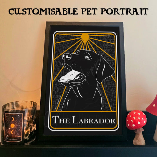 Customisable Labrador Portrait Tarot Card Print | Houseware Gift Pet Owner Personalised Decoration Dog Gift Pet Memorial