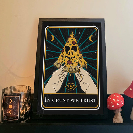 Gluttony Tarot Card Print Colour | Witchcraft Gift Decoration Adult Humour Halloween Home Decor Pizza Lover 7 Deadly Sins Decor