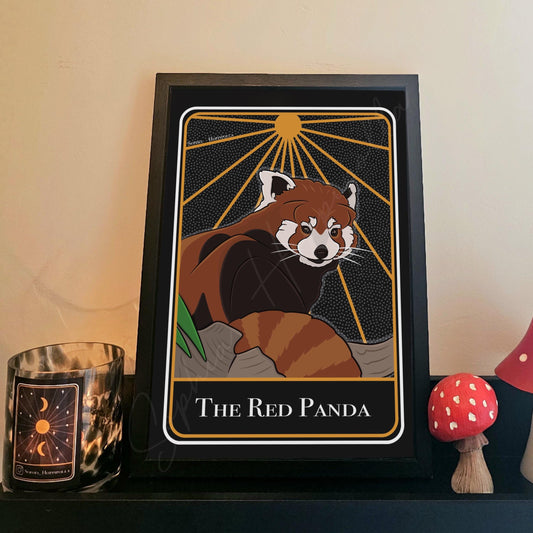 Red Panda Portrait Tarot Card Print | Animal Houseware Gift Red Panda Decoration