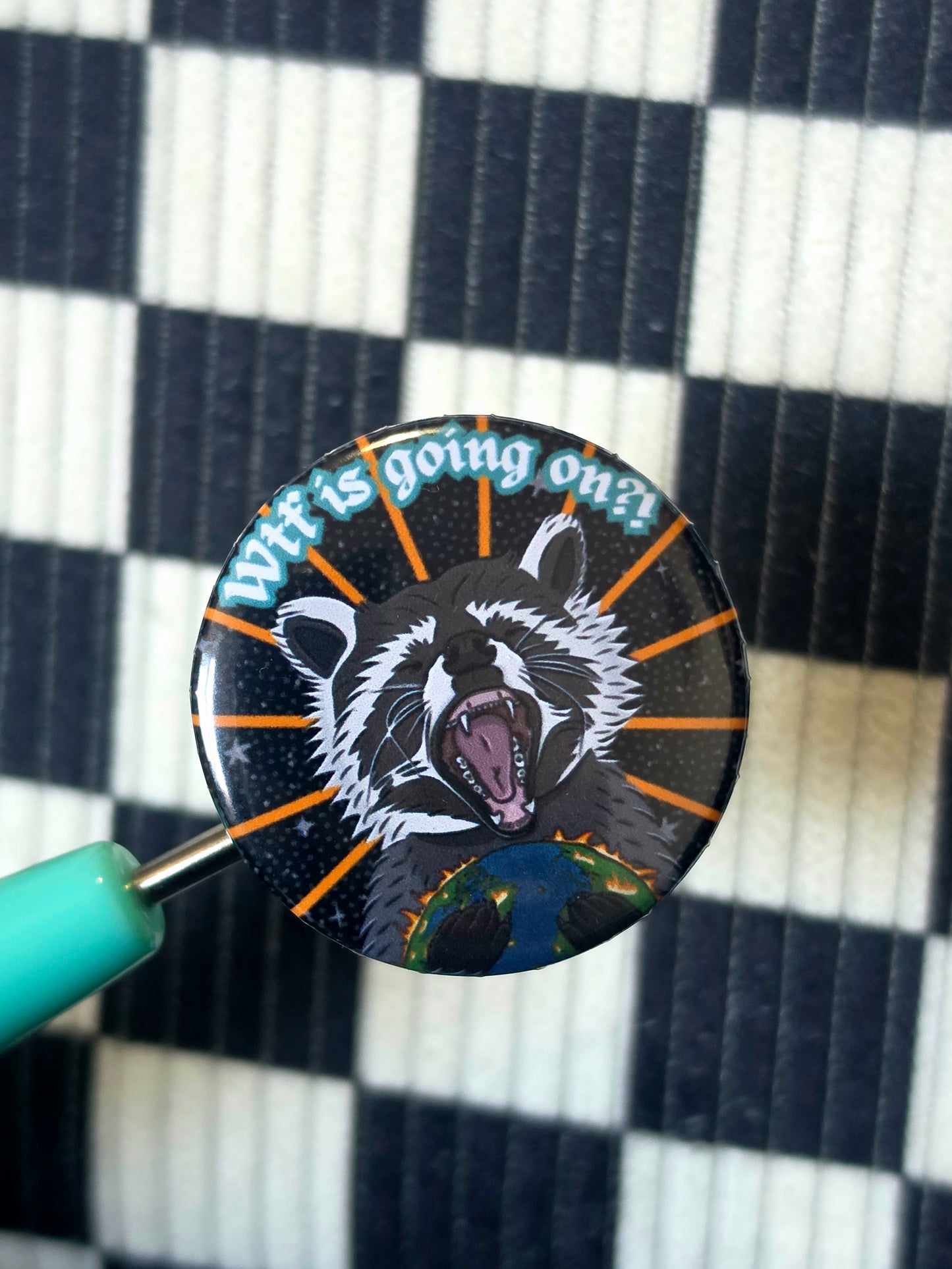 Raging Racoon Button Badge